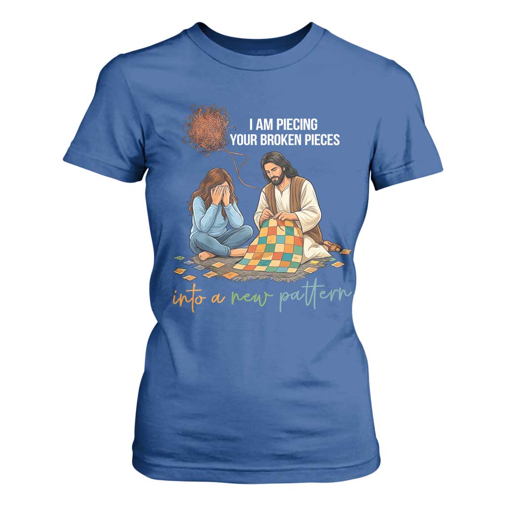 I Am Piecing Your Broken Pieces Christian Healing T Shirt For Women Jesus Comfort Faith Restoration Inspirational Gift TS02 Royal Blue Print Your Wear