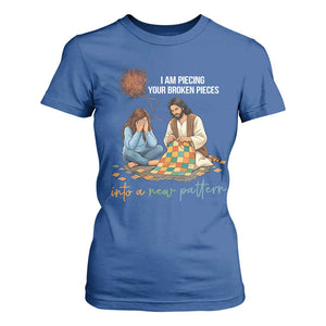 I Am Piecing Your Broken Pieces Christian Healing T Shirt For Women Jesus Comfort Faith Restoration Inspirational Gift TS02 Royal Blue Print Your Wear