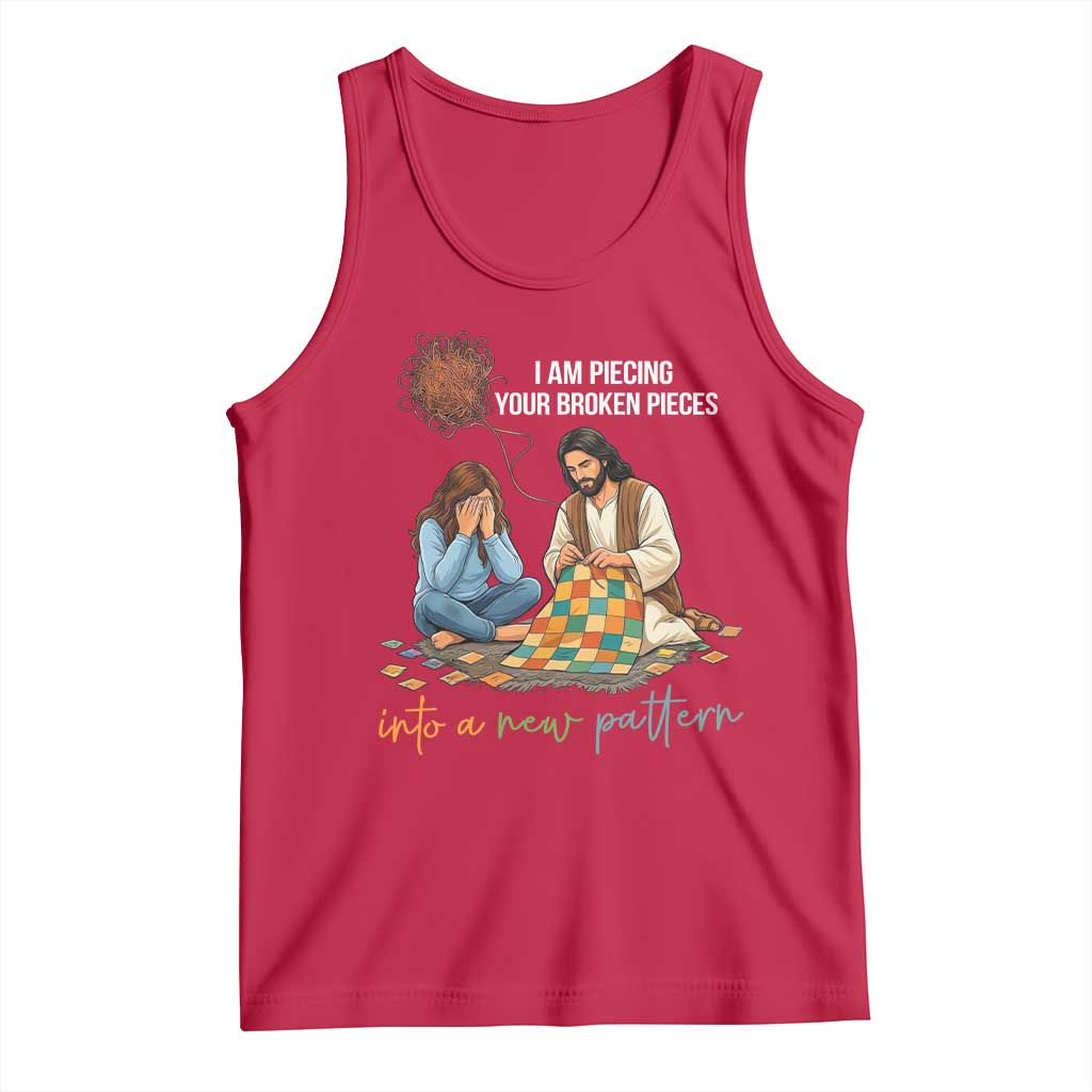 I Am Piecing Your Broken Pieces Christian Healing Tank Top Jesus Comfort Faith Restoration Inspirational Gift TS02 Red Print Your Wear