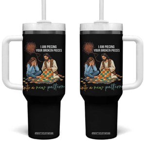 I Am Piecing Your Broken Pieces Christian Healing Tumbler With Handle Jesus Comfort Faith Restoration Inspirational Gift TS02 One Size: 40 oz Black Print Your Wear