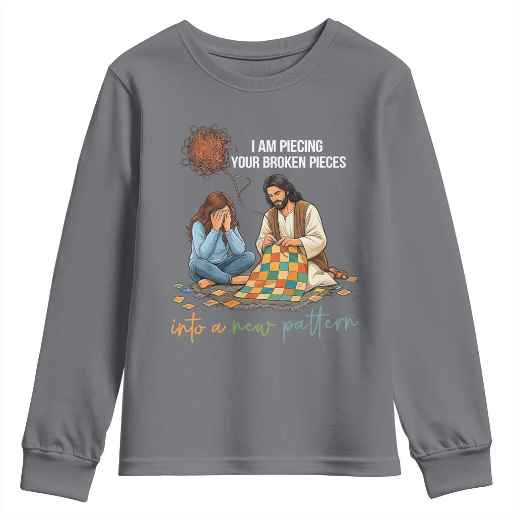 I Am Piecing Your Broken Pieces Christian Healing Youth Sweatshirt Jesus Comfort Faith Restoration Inspirational Gift TS02 Charcoal Print Your Wear