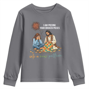 I Am Piecing Your Broken Pieces Christian Healing Youth Sweatshirt Jesus Comfort Faith Restoration Inspirational Gift TS02 Charcoal Print Your Wear