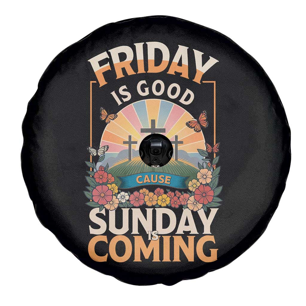 Friday Is Good Cause Sunday Is Coming Christian Easter Spare Tire Cover Cross Sunrise Floral Faith Inspirational Gift TS02 Print Your Wear