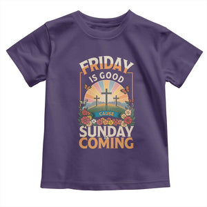 Friday Is Good Cause Sunday Is Coming Christian Easter Toddler T Shirt Cross Sunrise Floral Faith Inspirational Gift TS02 Purple Print Your Wear