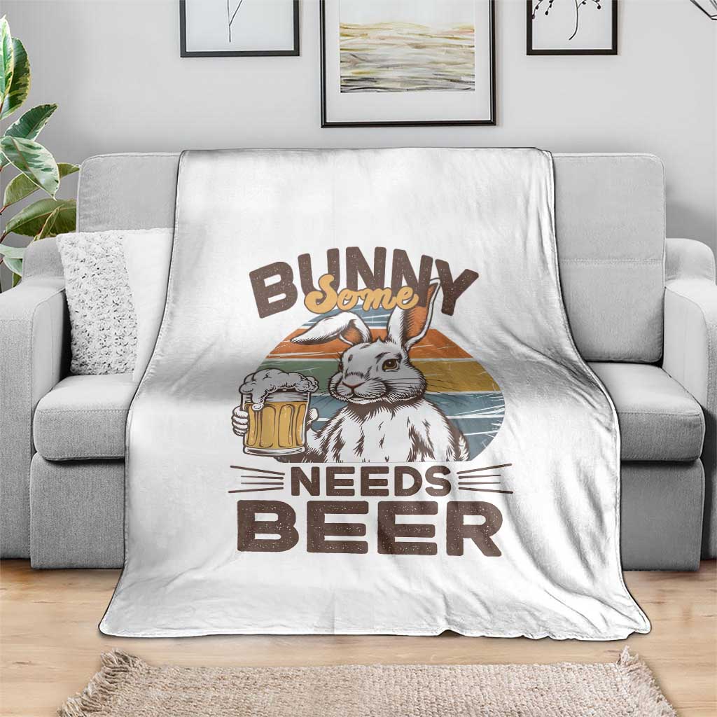 Some Bunny Needs Beer Funny Easter Drinking Humor Throw Blanket Retro Rabbit Beer Lover Gift TS02 Print Your Wear