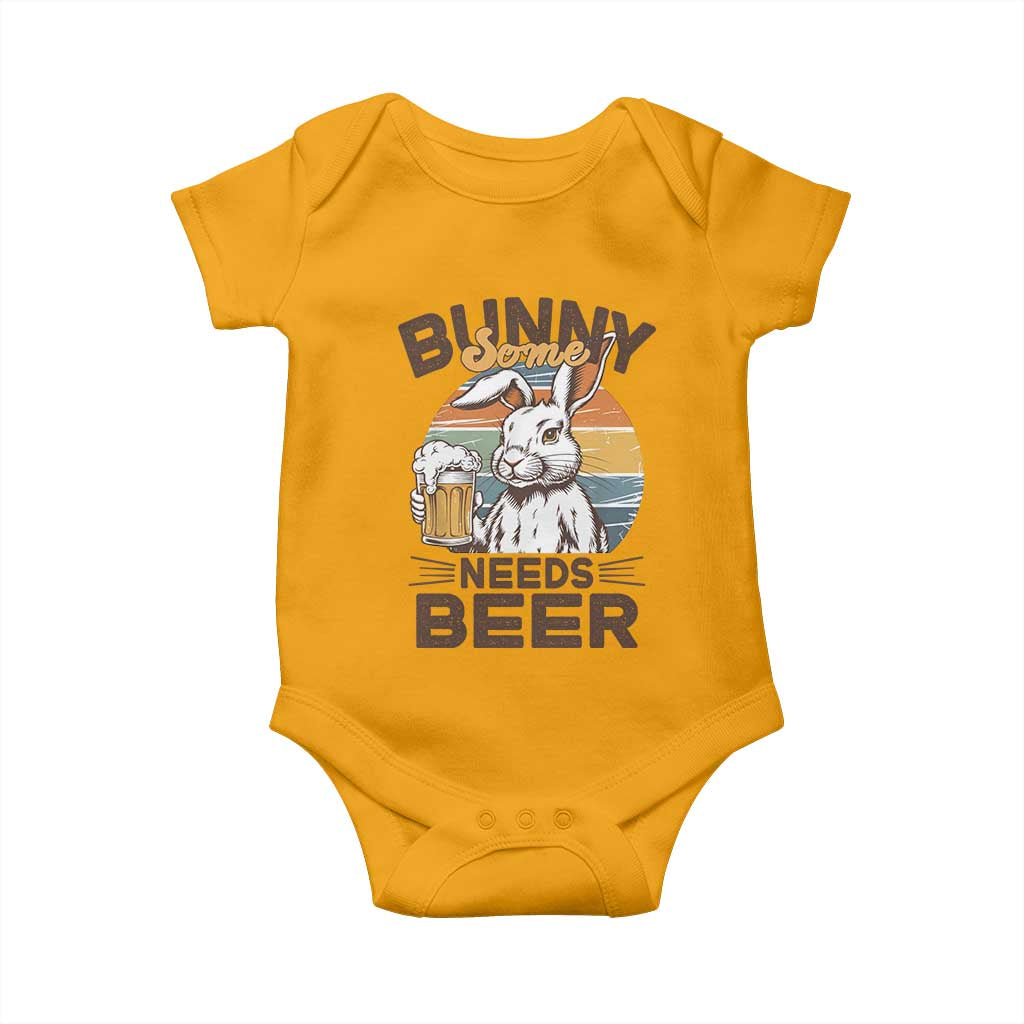 Some Bunny Needs Beer Funny Easter Drinking Humor Baby Onesie Retro Rabbit Beer Lover Gift TS02 Gold Print Your Wear