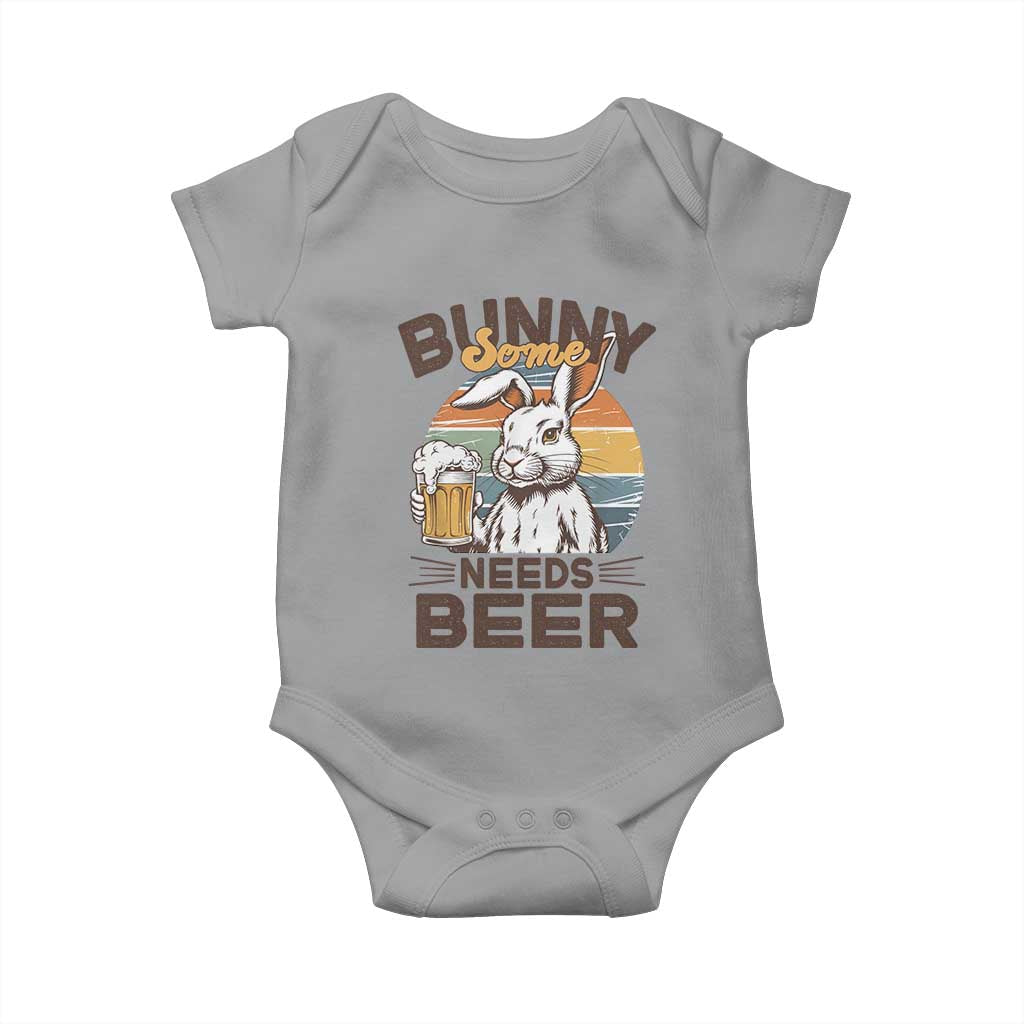 Some Bunny Needs Beer Funny Easter Drinking Humor Baby Onesie Retro Rabbit Beer Lover Gift TS02 Sport Gray Print Your Wear