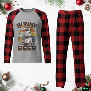 Some Bunny Needs Beer Funny Easter Drinking Humor Plaid Pajama Set Retro Rabbit Beer Lover Gift TS02 Buffalo Plaid Print Your Wear