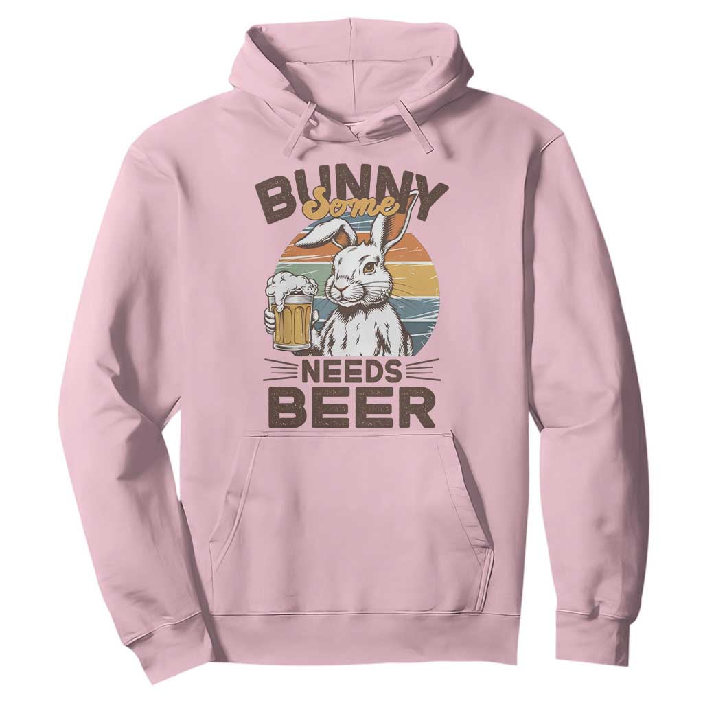 Some Bunny Needs Beer Funny Easter Drinking Humor Hoodie Retro Rabbit Beer Lover Gift TS02 Light Pink Print Your Wear