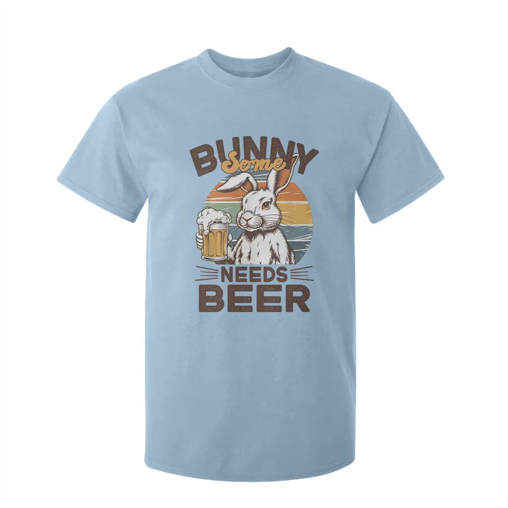 Some Bunny Needs Beer Funny Easter Drinking Humor T Shirt For Kid Retro Rabbit Beer Lover Gift TS02 Light Blue Print Your Wear