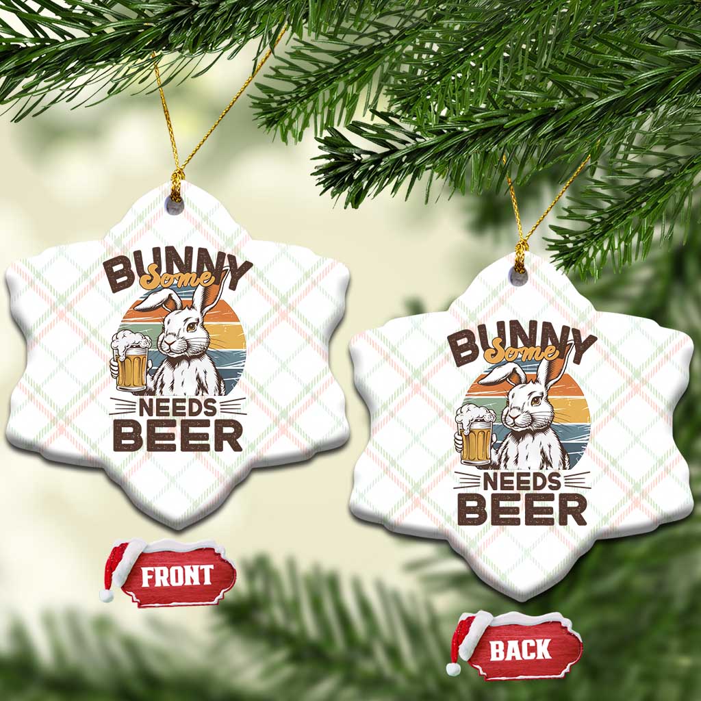 Some Bunny Needs Beer Funny Easter Drinking Humor Ceramic Ornament Retro Rabbit Beer Lover Gift TS02 Print Your Wear