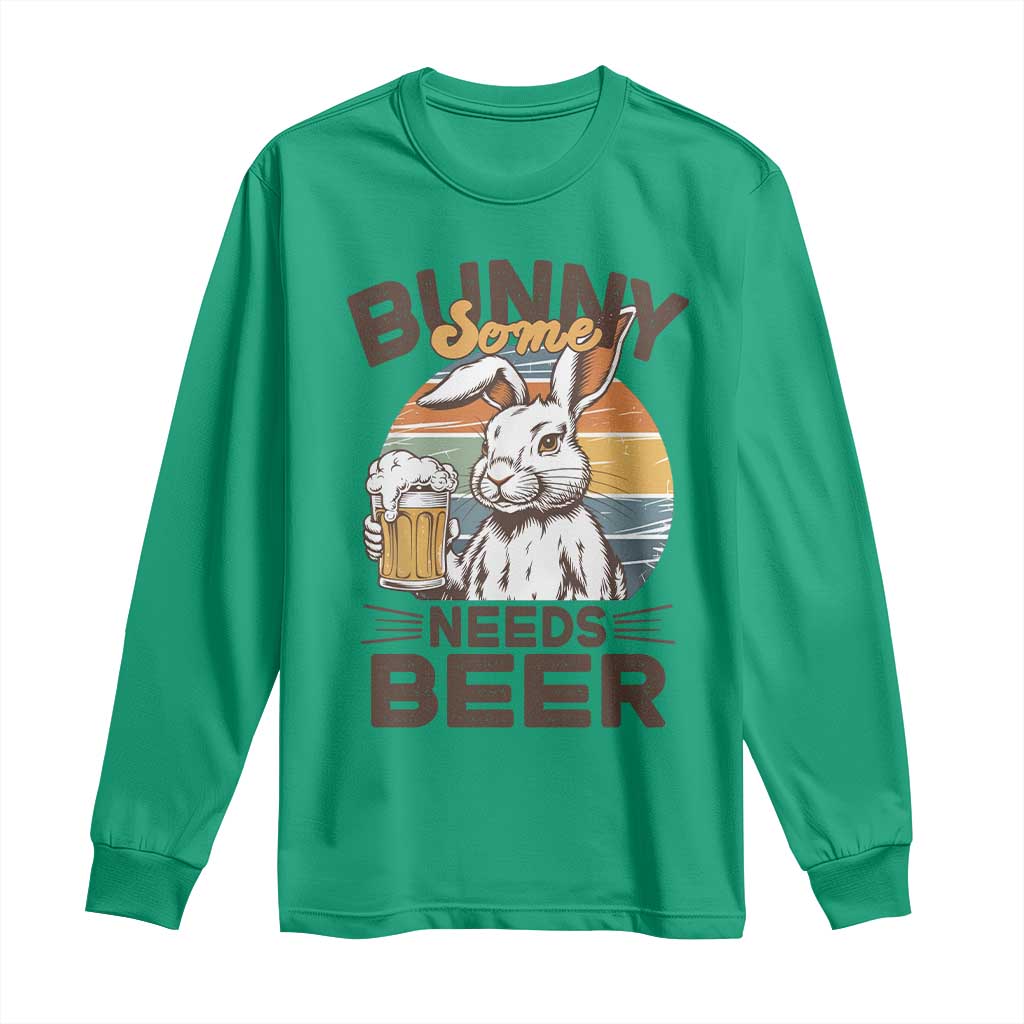Some Bunny Needs Beer Funny Easter Drinking Humor Long Sleeve Shirt Retro Rabbit Beer Lover Gift TS02 Irish Green Print Your Wear