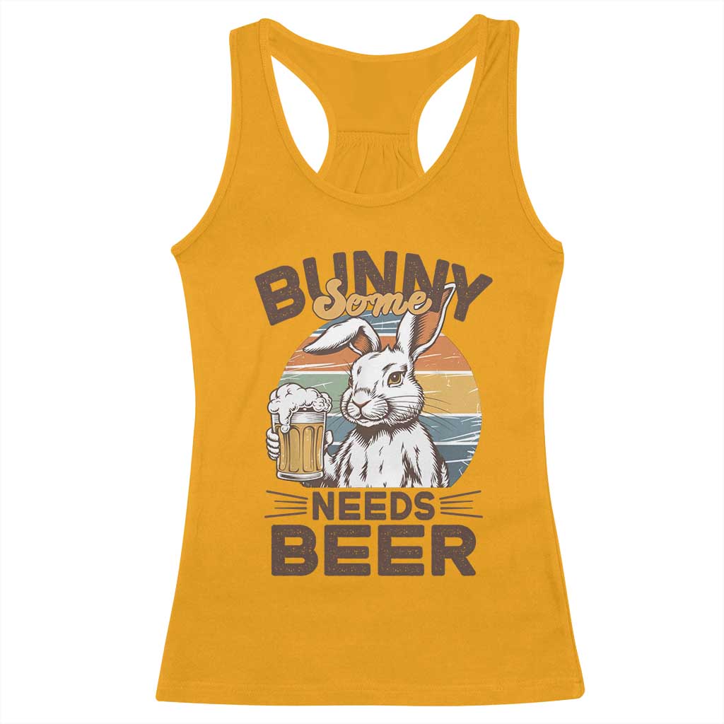 Some Bunny Needs Beer Funny Easter Drinking Humor Racerback Tank Top Retro Rabbit Beer Lover Gift TS02 Gold Print Your Wear