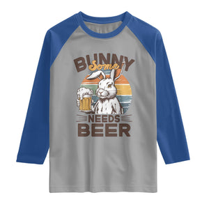 Some Bunny Needs Beer Funny Easter Drinking Humor Raglan Shirt Retro Rabbit Beer Lover Gift TS02 Sport Gray Royal Print Your Wear