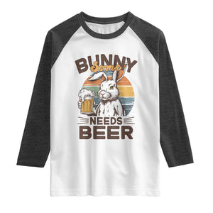 Some Bunny Needs Beer Funny Easter Drinking Humor Raglan Shirt Retro Rabbit Beer Lover Gift TS02 White Heather Charcoal Print Your Wear