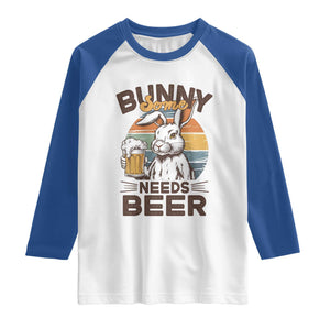 Some Bunny Needs Beer Funny Easter Drinking Humor Raglan Shirt Retro Rabbit Beer Lover Gift TS02 White Royal Print Your Wear