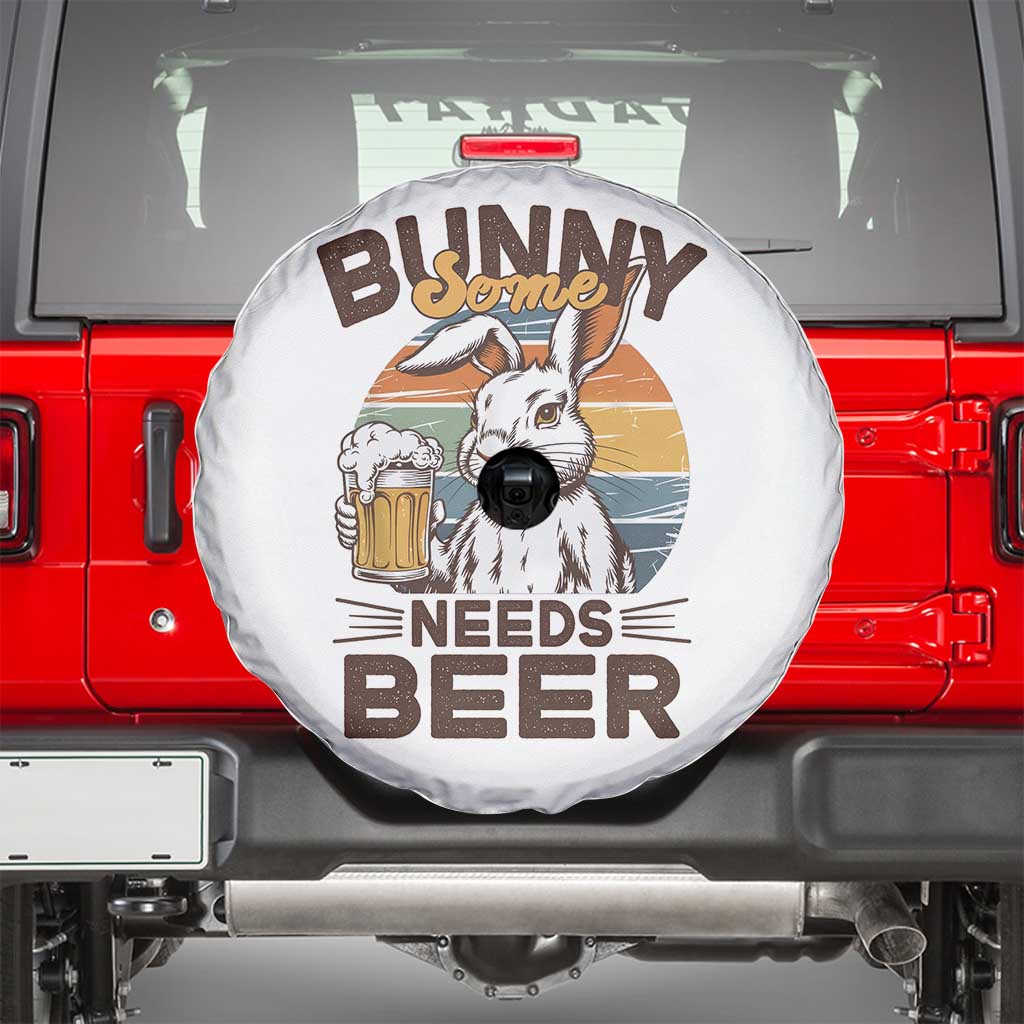 Some Bunny Needs Beer Funny Easter Drinking Humor Spare Tire Cover Retro Rabbit Beer Lover Gift TS02 White Print Your Wear