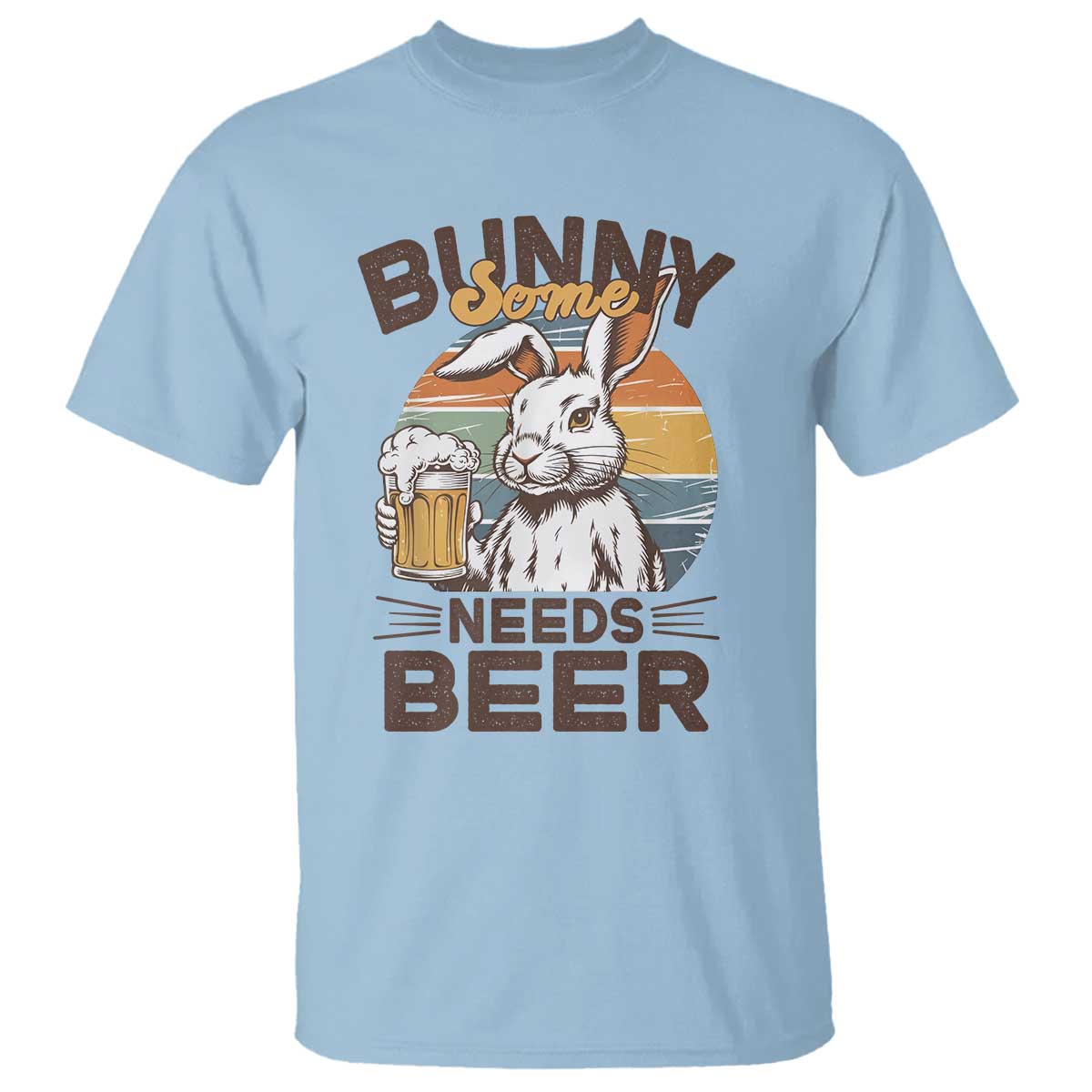 Some Bunny Needs Beer Funny Easter Drinking Humor T Shirt Retro Rabbit Beer Lover Gift TS02 Light Blue Print Your Wear