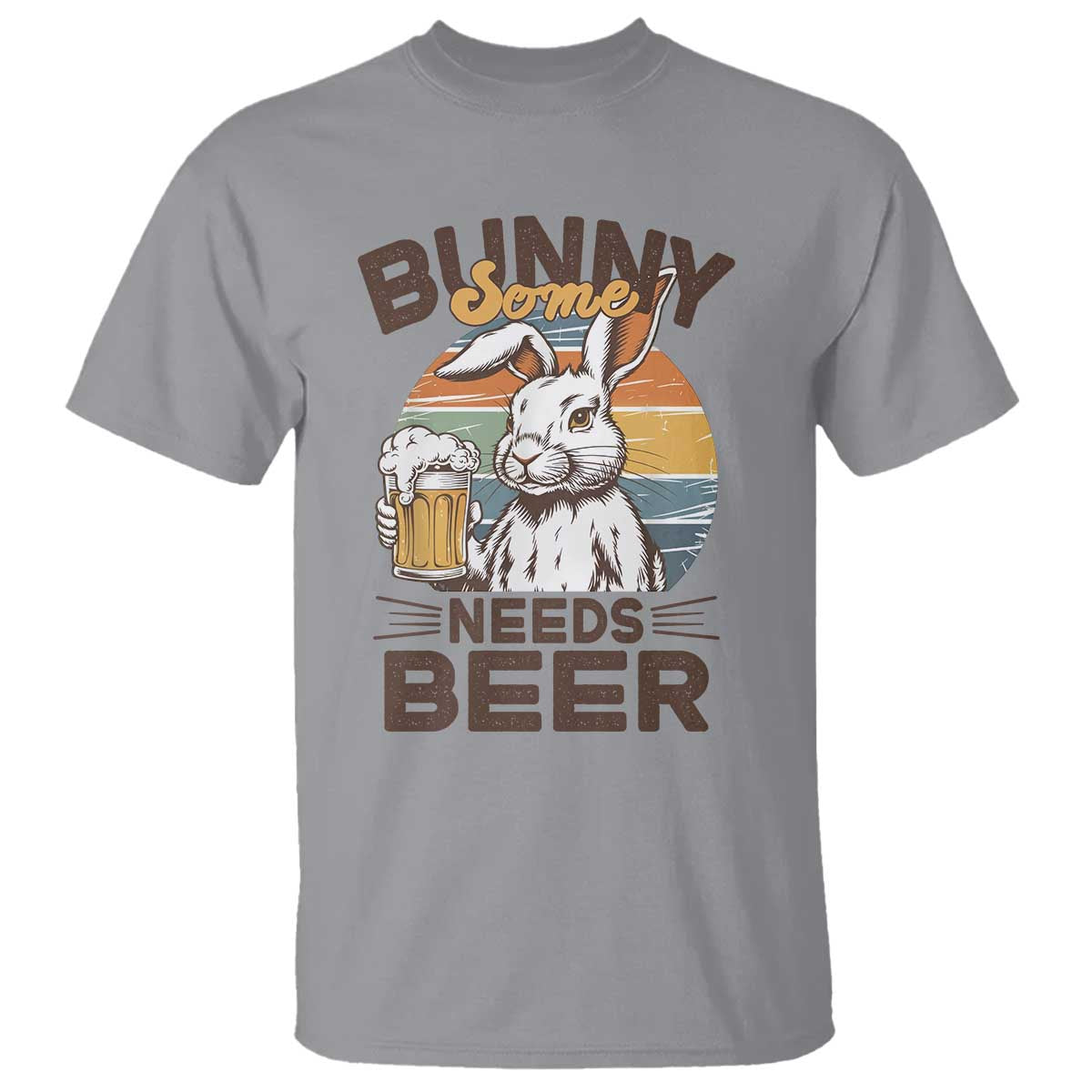 Some Bunny Needs Beer Funny Easter Drinking Humor T Shirt Retro Rabbit Beer Lover Gift TS02 Sport Gray Print Your Wear
