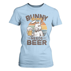 Some Bunny Needs Beer Funny Easter Drinking Humor T Shirt For Women Retro Rabbit Beer Lover Gift TS02 Light Blue Print Your Wear