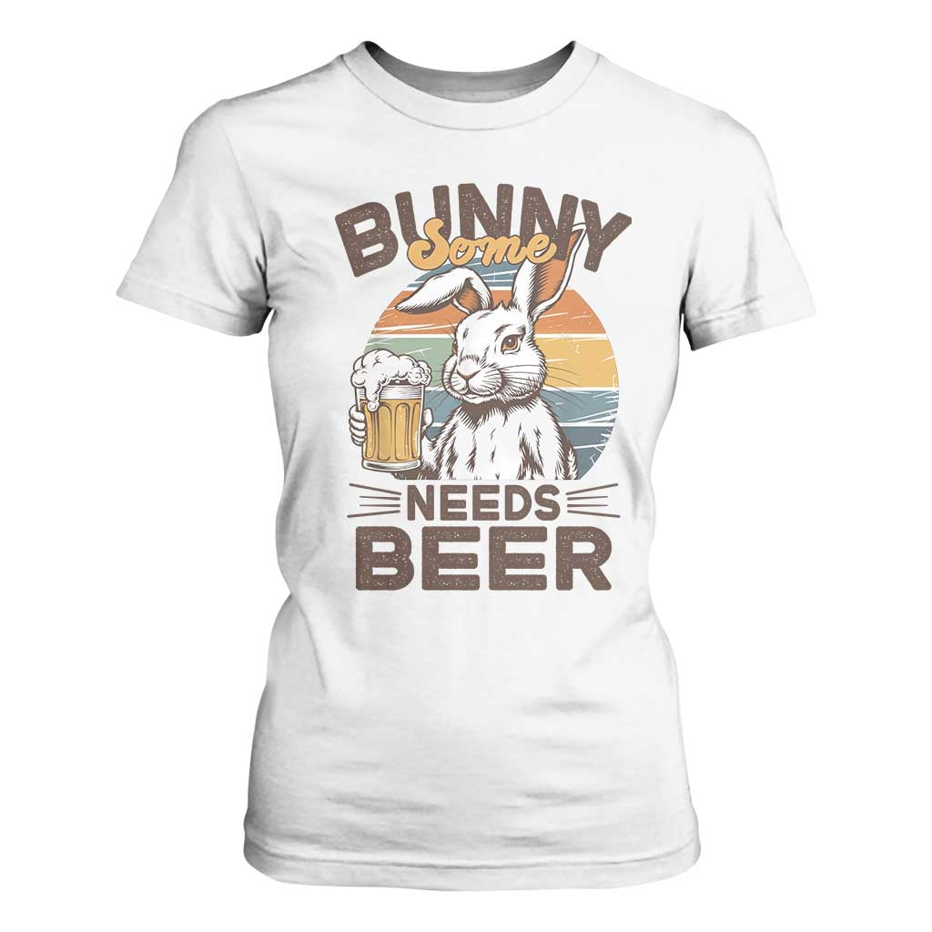Some Bunny Needs Beer Funny Easter Drinking Humor T Shirt For Women Retro Rabbit Beer Lover Gift TS02 White Print Your Wear
