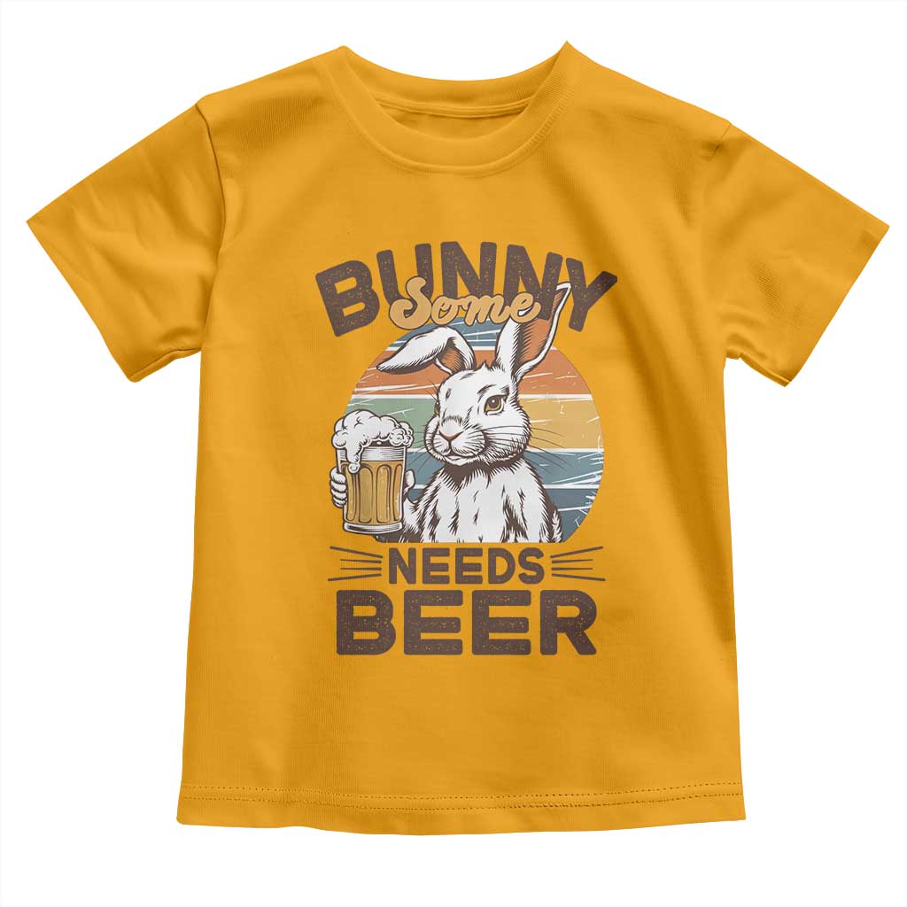 Some Bunny Needs Beer Funny Easter Drinking Humor Toddler T Shirt Retro Rabbit Beer Lover Gift TS02 Gold Print Your Wear
