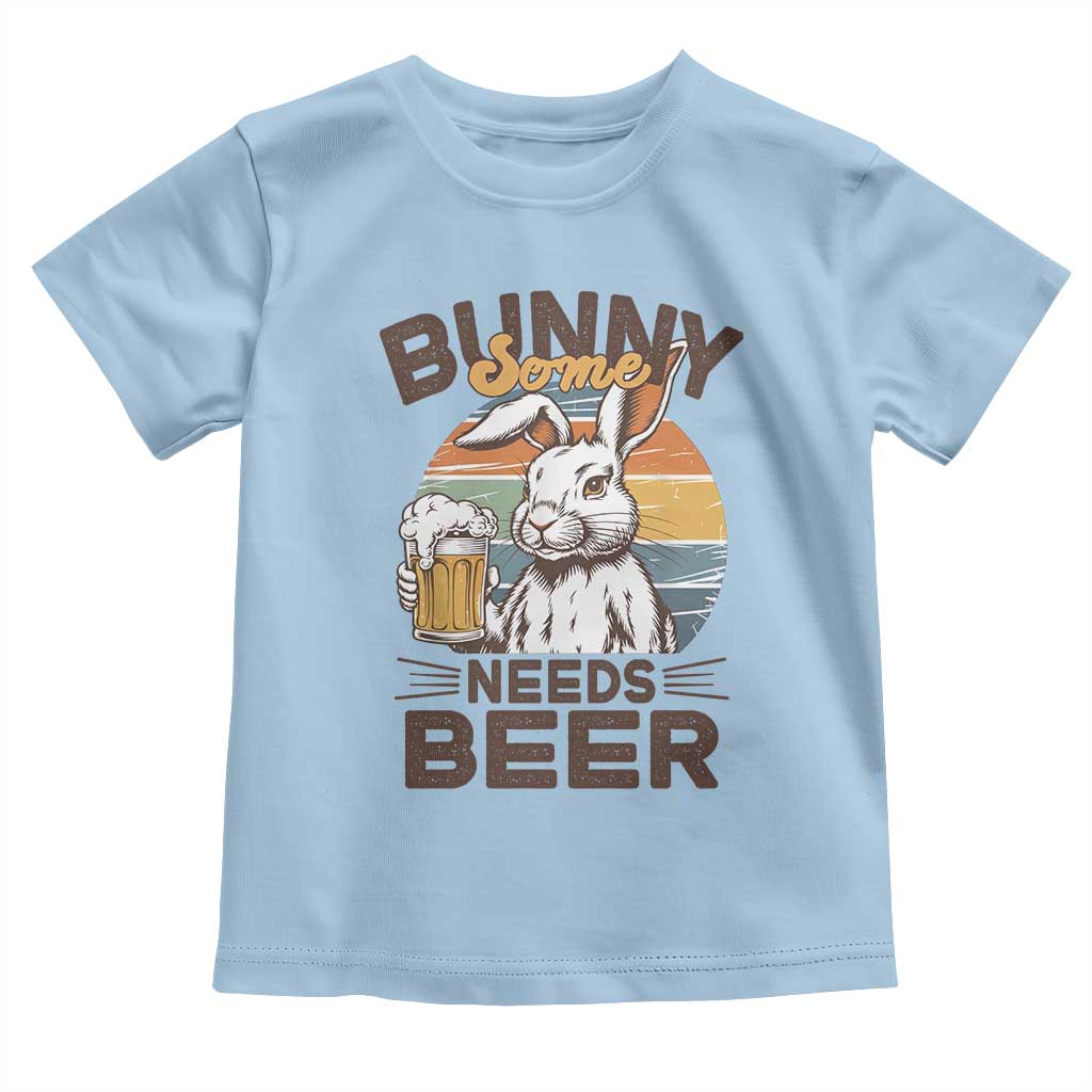 Some Bunny Needs Beer Funny Easter Drinking Humor Toddler T Shirt Retro Rabbit Beer Lover Gift TS02 Light Blue Print Your Wear