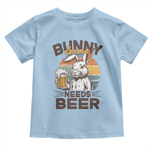 Some Bunny Needs Beer Funny Easter Drinking Humor Toddler T Shirt Retro Rabbit Beer Lover Gift TS02 Light Blue Print Your Wear