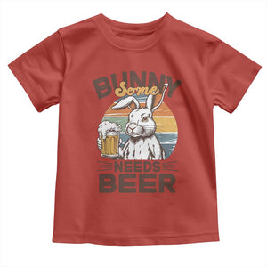 Some Bunny Needs Beer Funny Easter Drinking Humor Toddler T Shirt Retro Rabbit Beer Lover Gift TS02 Red Print Your Wear