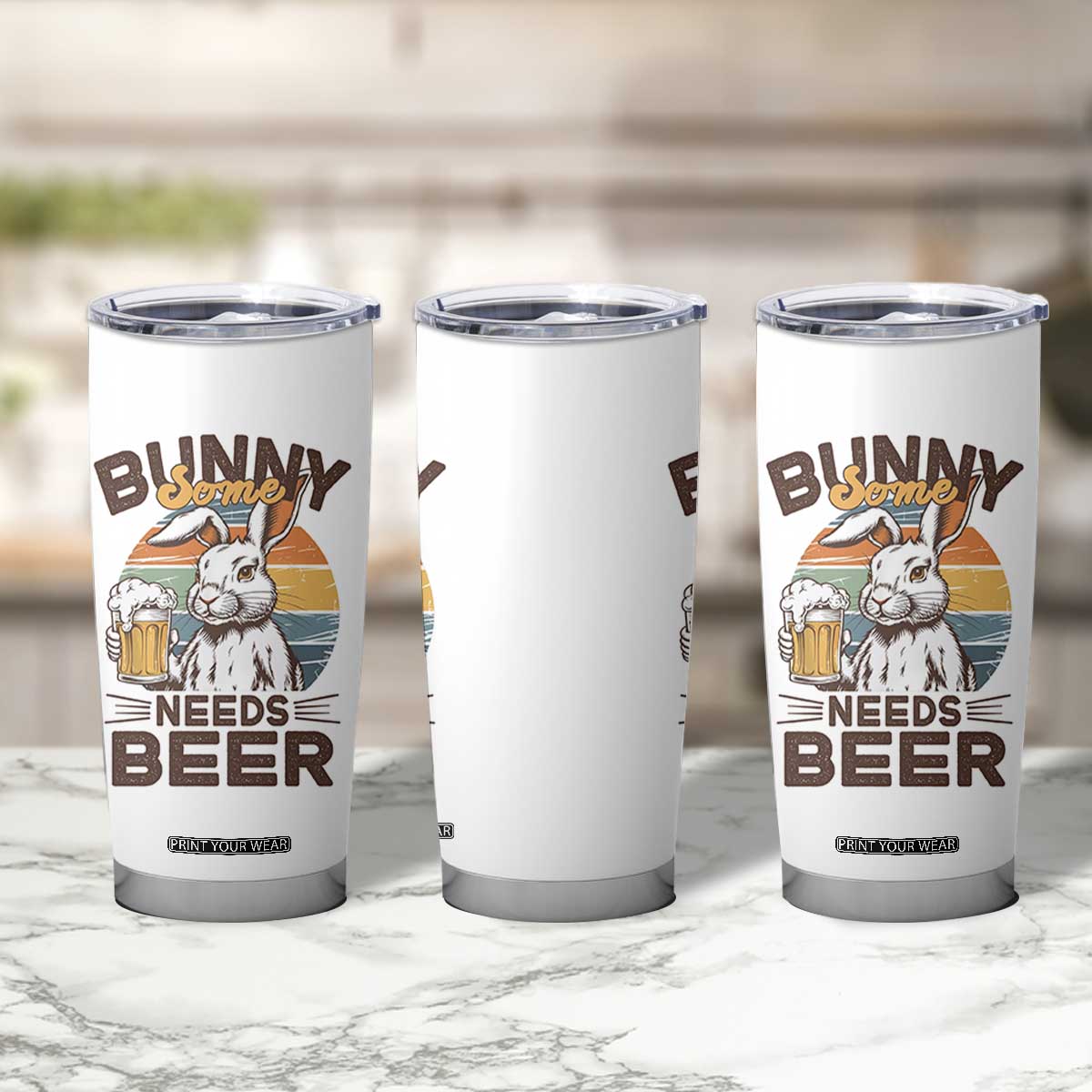Some Bunny Needs Beer Funny Easter Drinking Humor Tumbler Cup Retro Rabbit Beer Lover Gift TS02 Print Your Wear