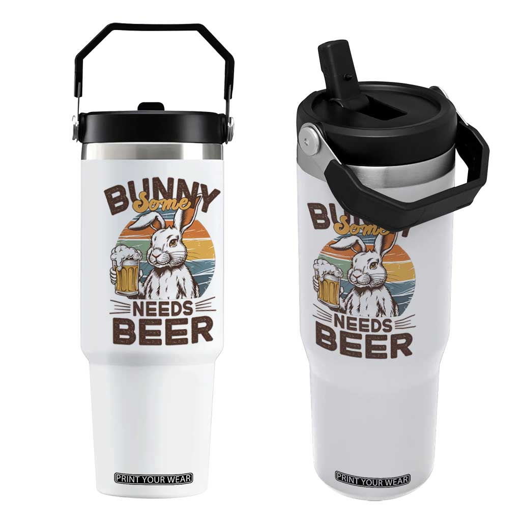 Some Bunny Needs Beer Funny Easter Drinking Humor Flip Straw Tumbler Retro Rabbit Beer Lover Gift TS02 One Size: 30 oz White Print Your Wear