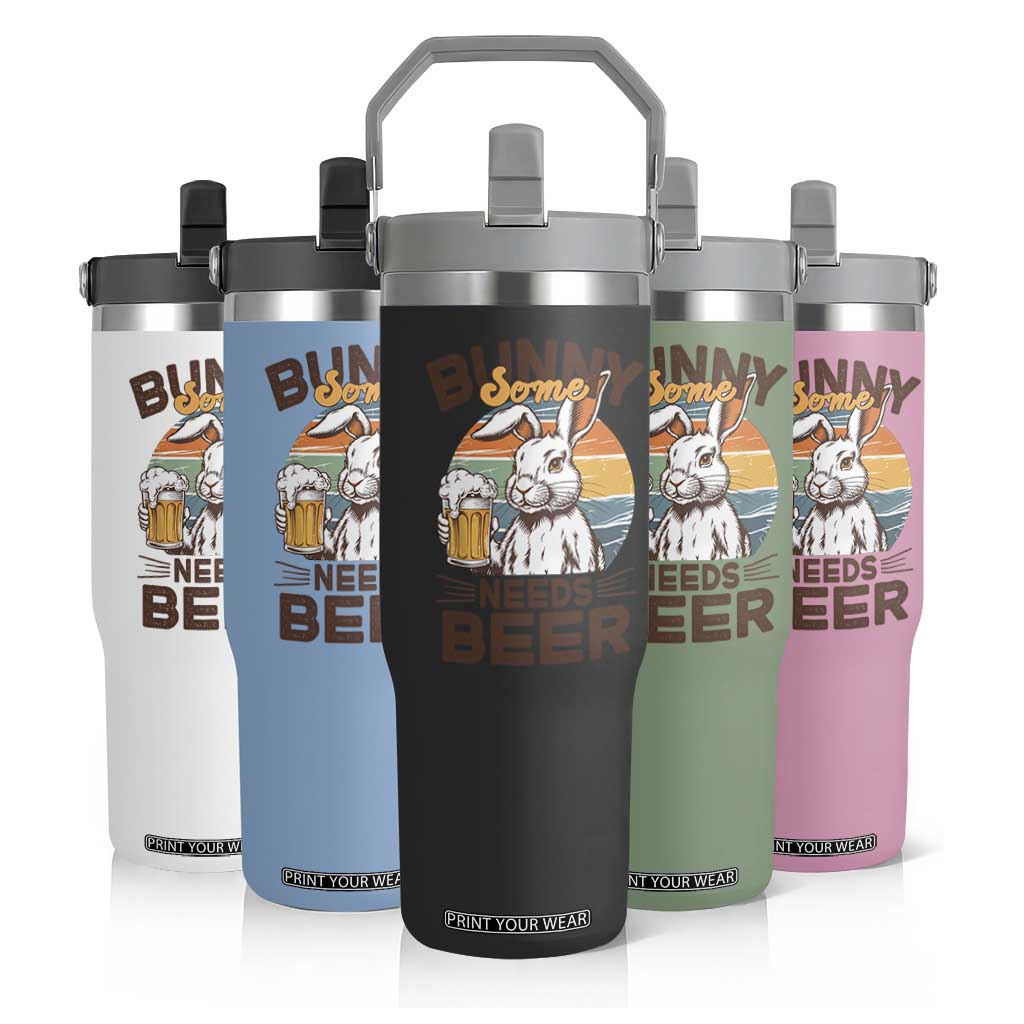 Some Bunny Needs Beer Funny Easter Drinking Humor Flip Straw Tumbler Retro Rabbit Beer Lover Gift TS02 Print Your Wear