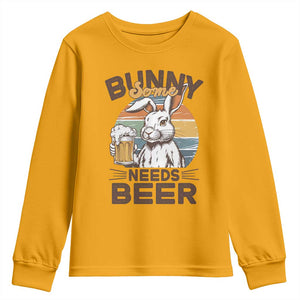 Some Bunny Needs Beer Funny Easter Drinking Humor Youth Sweatshirt Retro Rabbit Beer Lover Gift TS02 Gold Print Your Wear