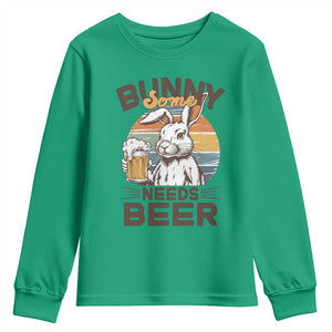 Some Bunny Needs Beer Funny Easter Drinking Humor Youth Sweatshirt Retro Rabbit Beer Lover Gift TS02 Irish Green Print Your Wear