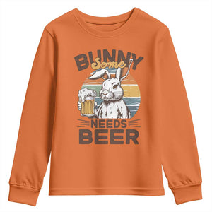Some Bunny Needs Beer Funny Easter Drinking Humor Youth Sweatshirt Retro Rabbit Beer Lover Gift TS02 Orange Print Your Wear