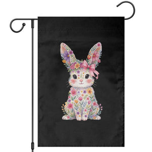 Cute Floral Easter Bunny Graphic Garden Flag Adorable Spring Rabbit with Flowers Pastel Aesthetic Gift TS02 Black Print Your Wear