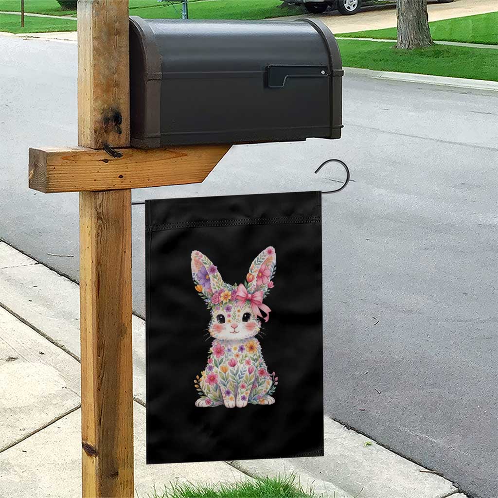 Cute Floral Easter Bunny Graphic Garden Flag Adorable Spring Rabbit with Flowers Pastel Aesthetic Gift TS02 Print Your Wear