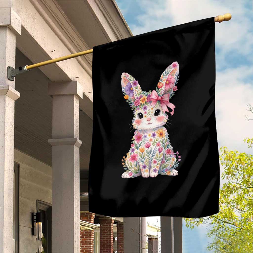 Cute Floral Easter Bunny Graphic Garden Flag Adorable Spring Rabbit with Flowers Pastel Aesthetic Gift TS02 Print Your Wear