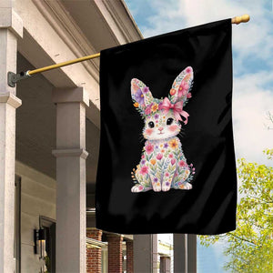 Cute Floral Easter Bunny Graphic Garden Flag Adorable Spring Rabbit with Flowers Pastel Aesthetic Gift TS02 Print Your Wear