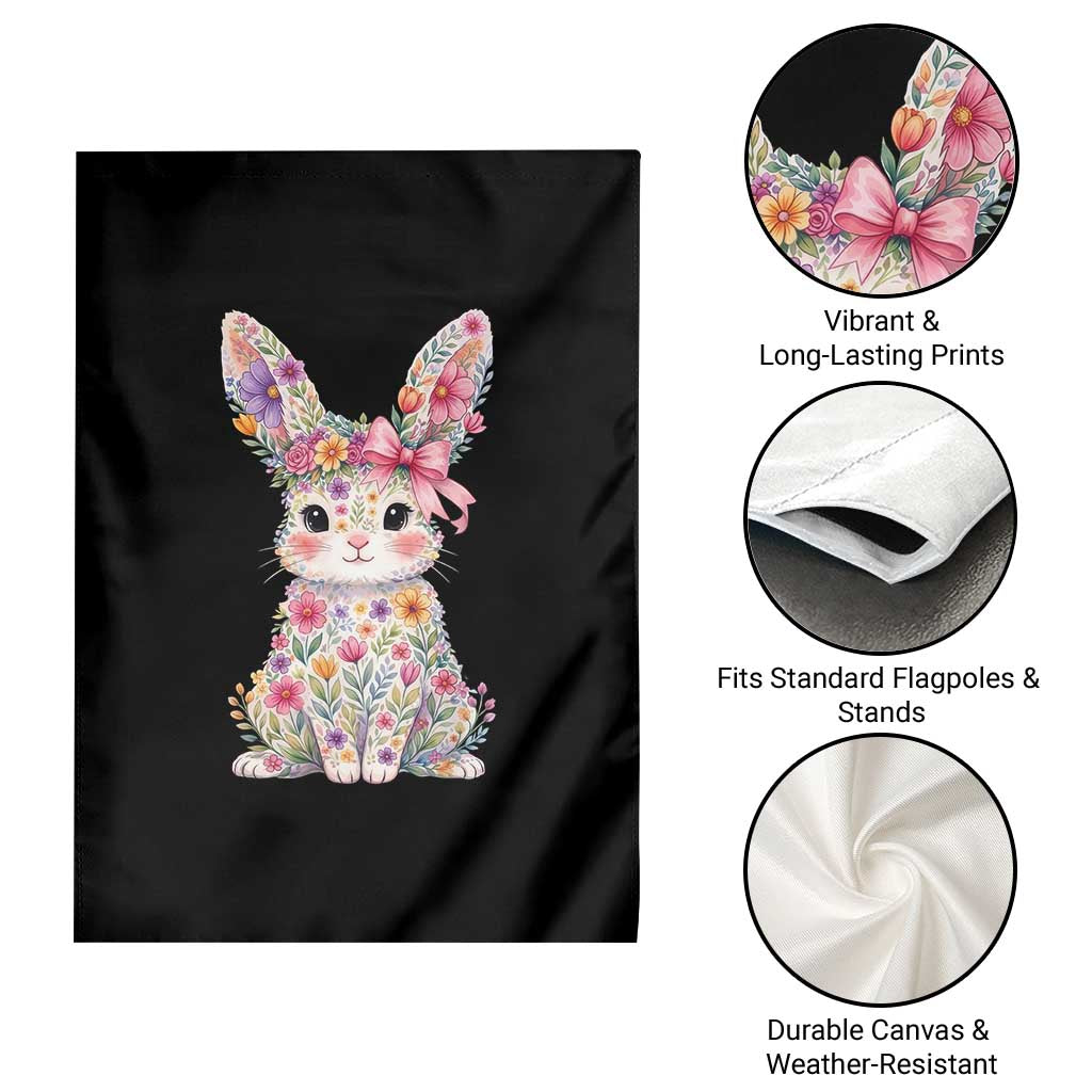 Cute Floral Easter Bunny Graphic Garden Flag Adorable Spring Rabbit with Flowers Pastel Aesthetic Gift TS02 Print Your Wear