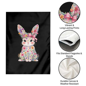 Cute Floral Easter Bunny Graphic Garden Flag Adorable Spring Rabbit with Flowers Pastel Aesthetic Gift TS02 Print Your Wear