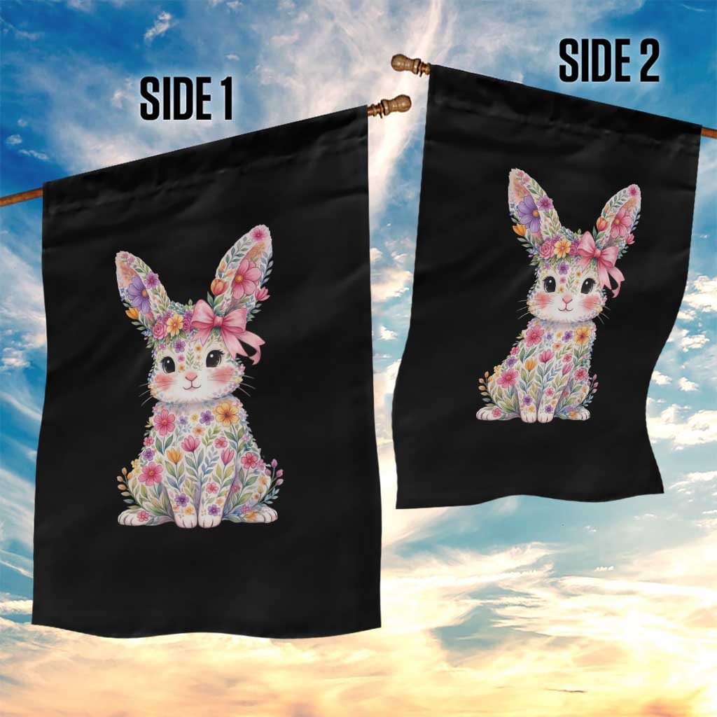 Cute Floral Easter Bunny Graphic Garden Flag Adorable Spring Rabbit with Flowers Pastel Aesthetic Gift TS02 Print Your Wear