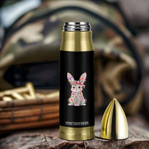 Cute Floral Easter Bunny Graphic Bullet Tumbler Adorable Spring Rabbit with Flowers Pastel Aesthetic Gift TS02 Print Your Wear