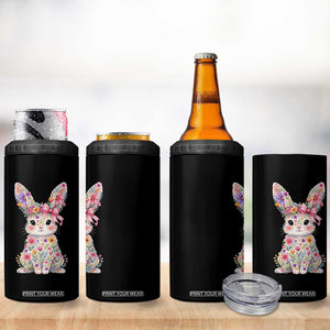 Cute Floral Easter Bunny Graphic 4 in 1 Can Cooler Tumbler Adorable Spring Rabbit with Flowers Pastel Aesthetic Gift TS02 Print Your Wear
