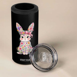 Cute Floral Easter Bunny Graphic 4 in 1 Can Cooler Tumbler Adorable Spring Rabbit with Flowers Pastel Aesthetic Gift TS02 Print Your Wear
