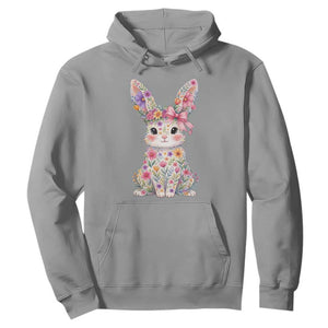Cute Floral Easter Bunny Graphic Hoodie Adorable Spring Rabbit with Flowers Pastel Aesthetic Gift TS02 Sport Gray Print Your Wear