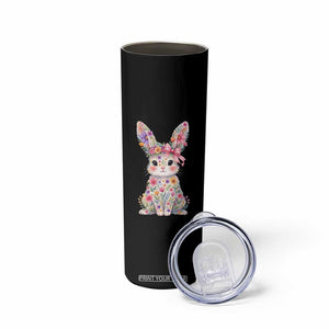 Cute Floral Easter Bunny Graphic Skinny Tumbler Adorable Spring Rabbit with Flowers Pastel Aesthetic Gift TS02 Print Your Wear