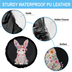 Cute Floral Easter Bunny Graphic Spare Tire Cover Adorable Spring Rabbit with Flowers Pastel Aesthetic Gift TS02 Print Your Wear