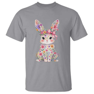 Cute Floral Easter Bunny Graphic T Shirt Adorable Spring Rabbit with Flowers Pastel Aesthetic Gift TS02 Sport Gray Print Your Wear