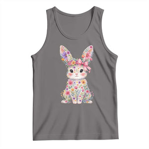 Cute Floral Easter Bunny Graphic Tank Top Adorable Spring Rabbit with Flowers Pastel Aesthetic Gift TS02 Deep Heather Print Your Wear